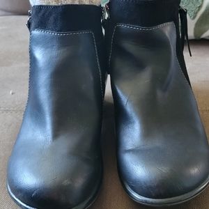 JBU vegan leather leather flocked booties